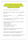 NEW YORK STATE NOTARY  EXAM TEST QUESTIONS WITH  VERIFIED ANSWER  