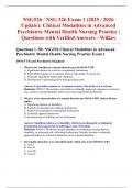NSG526 &sol; NSG 526 Exam 1 &lpar;2025 &sol; 2026 Update&rpar;&colon; Clinical Modalities in Advanced Psychiatric Mental Health Nursing Practice &vert; Questions with Verified Answers - Wilkes