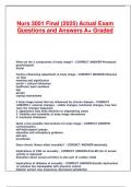 Nurs 3001 Final &lpar;2025&rpar; Actual Exam Questions and Answers A&plus; Graded&period;