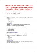 CWB Level 1 Exam Prep &lpar;Latest 2025 &sol; 2026 Update&rpar; Questions and Verified Answers &vert; 100&percnt; Correct &vert; Grade A