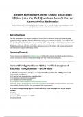 Airport Firefighter Course Exam &ndash; 2025&sol;2026 Edition &ndash; 100 Verified Questions & 100&percnt; Correct Answers with Rationales