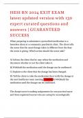 HESI RN 2024 EXIT EXAM latest updated version with 130 expert curated questions and answers