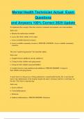 Mental Health Technician Actual  Exam Questions and Answers 100&percnt; Correct 2025 Update 