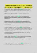Commercial Real Estate Exam UPDATED  QUESTIONS AND CORRECT ANSWERS