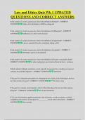 Law and Ethics Quiz Wk 1 UPDATED  QUESTIONS AND CORRECT ANSWERS