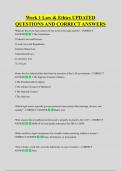 Week 1 Law & Ethics UPDATED  QUESTIONS AND CORRECT ANSWERS