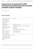 Amazon Driver Assessment EXAM 2025 COMPLETE EXAM QUESTIONS AND ACCURATE ANSWERS &vert;ALREADY PASSED&excl;&excl;