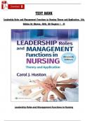 Test Bank for Leadership Roles and Management Functions in Nursing&colon; Theory and Application&comma; 11th Edition by Huston &vert; Chapters 1&ndash;25 &vert; Verified & Updated for 2025