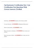 Cpi Instructor Certification Test &sol; Cpi Certification Test Questions With Correct Answers &vert;Verified