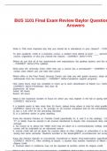 BUS 1101 Final Exam Review Baylor Questions And Correct Answers