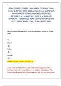 REAL ESTATE EXPRESS &ndash; COLORADO CLOSINGS FINAL  EXAM QUESTION BANK 2025 ACTUAL EXAM QUESTIONS  AND CORRECT DETAILED ANSWERS &lpar;VERIFIED  ANSWERS&rpar; ALL ANSWERED &lbrace;212 Q & A&rcub; ALREADY  GRADED A&plus; &sol; COLORADO REAL ESTATE CLOSINGS AND  SETTLEMENT FINAL EXAM &vert; GUARANT