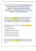 CERTIFIED CROP ADVISOR WESTERN REGION EXAM  BANK 2025 ACTUAL EXAM QUESTIONS AND  CORRECT DETAILED ANSWERS &lpar;VERIFIED  ANSWERS&rpar; ALL ANSWERED &lbrace;388 Q & A&rcub; ALREADY  GRADED A&plus; &vert; GUARANTEED PASS 