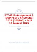 PYC4810 Assignment 2 &lpar;COMPLETE ANSWERS&rpar; 2025 &lpar;705890&rpar; - DUE 15 August 2025
