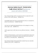 American Safety Council - Florida Online Traffic School&colon; Self Test 7 questions and answers with solutions 2025&sol;2026