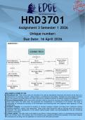 HRD3701 Assignment 3 &lpar;ANSWERS&rpar; Semester 1 2026 - DISTINCTION GUARANTEED