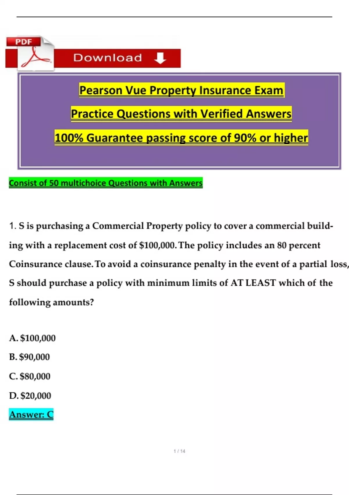 Property Coverage Questions | Practice Test with Answers for Insurance ...