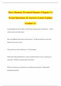 Dave Ramsey Personal Finance Chapter 11 Exam Questions & Answers Latest Update Graded A&plus; The Internal Revenue Service &lpar;IRS&rpar; is the federal government agency responsible for&colon; - Tax collection and tax law enforcement