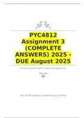 PYC4812 Assignment 3 &lpar;COMPLETE ANSWERS&rpar; 2025 - DUE August 2025