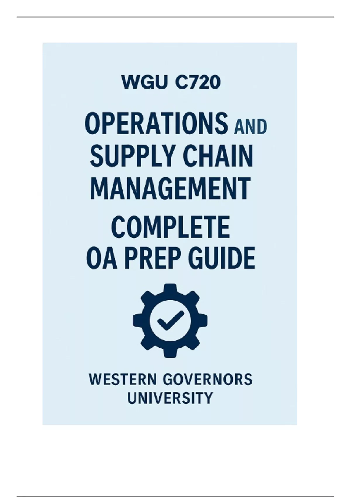 WGU C720 – Operations and Supply Chain Management | Western Governors ...