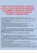 WEST COAST EMT BLOCK 1 NEWEST  ACTUAL EXAM COMPLETE QUESTIONS  AND CORRECT DETAILED ANSWERS  &lpar;VERIFIED ANSWERS&rpar; &vert;ALREADY  GRADED A&plus;&vert;&vert;BRAND NEW&excl;&excl;