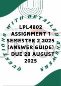 LPL4802 Assignment 1 Semester 2 2025 &lpar;Answer Guide&rpar; - Due 28 August 2025