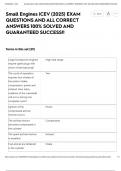 Small Engines iCEV &lpar;2025&rpar; EXAM QUESTIONS AND ALL CORRECT ANSWERS 100&percnt; SOLVED AND GUARANTEED SUCCESS&excl;&excl;