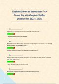 California Drivers ed permit exam &sol; A&plus; Answer Key with Complete Verified Questions For 2025 &sol; 2026&period;       