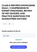 CLASS E DRIVER'S KNOWLEDGE EXAM &sol; COMPREHENSIVE EXPERT STRATEGIES&comma; REVIEW OF KEY QUIZZES&comma; AND PRACTICE QUESTIONS FOR GUARANTEED SUCCESS