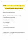 DC Real Estate Commission Exam Questions And Answers Latest Update Graded A&plus; dc real estate commission - seeks to protect consumers by enforcing the laws and regulations applicable to property managers including licensure