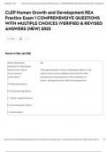 CLEP Human Growth and Development REA Practice Exam 1 COMPREHENSIVE QUESTIONS WITH MULTIPLE CHOICES &vert;VERIFIED & REVISED ANSWERS &lpar;NEW&rpar; 2025