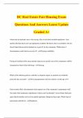 DC Real Estate Fair Housing Exam Questions And Answers Latest Update Graded A&plus;