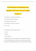 DC Real Estate Fair Housing Exam Questions And Answers Latest Update Graded A&plus;