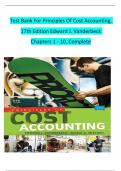 Test Bank For Principles Of Cost Accounting&comma;  17th Edition Edward J&period; Vanderbeck  Chapters 1 - 10&comma; Complete