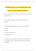 DC Real Estate Law Exam Questions And Answers Latest Update Graded A&plus;
