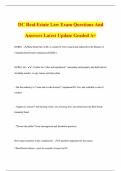 DC Real Estate Law Exam Questions And Answers Latest Update Graded A&plus;