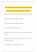 DC Real Estate Licensing Exam Questions And Answers Latest Update Graded A&plus;