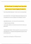 DC Real Estate Licensing Exam Questions And Answers Latest Update Graded A&plus;