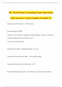 DC Real Estate Licensing Exam Questions And Answers Latest Update Graded A&plus; Real estate law in DC created by&period;&period;&period; - City Council
