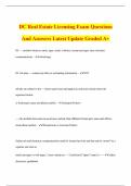 DC Real Estate Licensing Exam Questions And Answers Latest Update Graded A&plus;