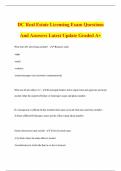 DC Real Estate Licensing Exam Questions And Answers Latest Update Graded A&plus;