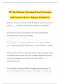 DC Real Estate Licensing Exam Questions And Answers Latest Update Graded A&plus;