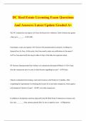 DC Real Estate Licensing Exam Questions And Answers Latest Update Graded A&plus;