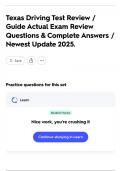 Texas Driving Test Review &sol; Guide Actual Exam Review Questions & Complete Answers &sol; Newest Update 2025&period;