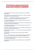 Florida Driver Improvement Final Exam WITH PERFECT ANSWERS