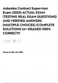 Asbestos Contractor&sol;Supervisor Examination &sol; Study Guide Questions & Answers &period;