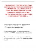 PHLEBOTOMY CERTIFICATION EXAM  2025&sol;2026 BANK COMPLETE QUESTIONS  AND ANSWERS ACCURATE ACTUAL  EXAM WITH FREQUENTLY TESTED  QUESTIONS AND STUDY GUIDE &sol;  EXPERT VERIFIED FOR GUARANTEED  PASS&sol;ALREADY GRADED A&plus;