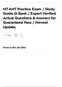 MT AMT Practice Exam &sol; Study Guide Q-Bank &sol; Expert Verified Actual Questions & Answers for Guaranteed Pass &sol; Newest Update&comma;