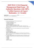 2025 WGU C214 Financial Management Final Exam &ndash; 50 Authentic Questions with 100&percnt; Verified Answers & Expert Rationales &vert; A&plus; Graded