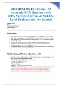 2025 HESI RN Exit Exam &ndash; 70 Authentic NGN Questions with 100&percnt; Verified Answers & NCLEX-Level Explanations &vert; A&plus; Graded