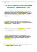 COLORADO CAR SALES MASTERY EXAM  QUESTIONS AND ANSWERS 2025